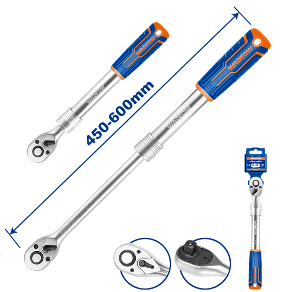 Chave Catraca Telescópica 45 A 60cm CRMO 1/2 45 Dentes Longa