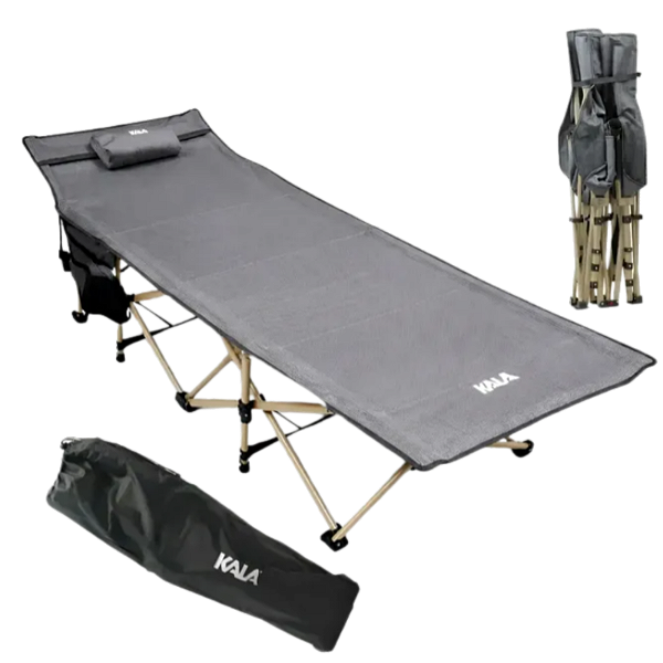 Cama Dobrável Trek Cinza Camping Pesca Portátil Até 120Kg