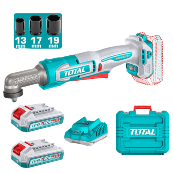 Parafusadeira Impacto Angular 20V 80NM 3/8" Completa TOTAL