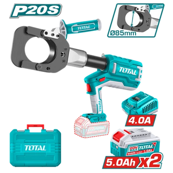 Cortador de Cabos Hidráulico Total 85 mm 60kn A Bateria 20V