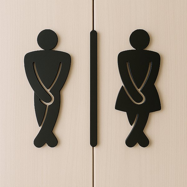 Placa Sinalização Banheiro Sanitário H,M/Unissex Divertida