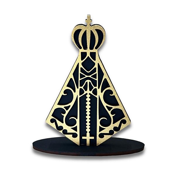 Imagem Nossa Senhora Aparecida em Dourado e Preto Mdf