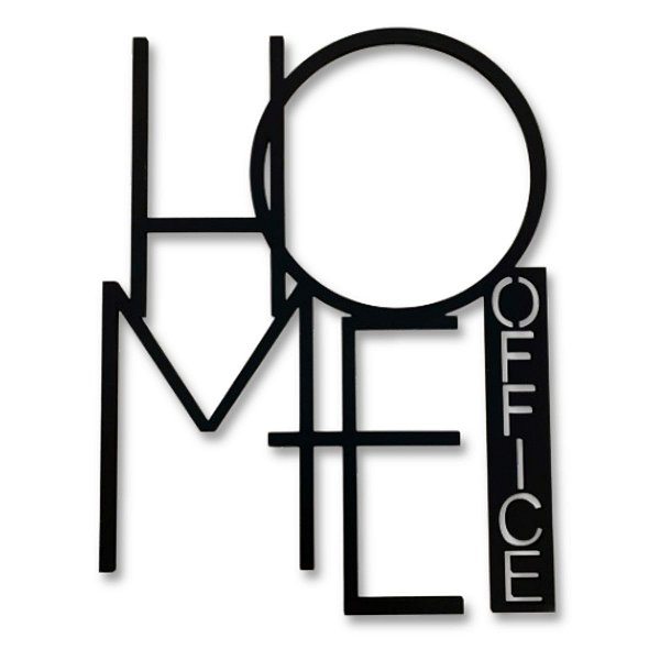 Quadro Decorativo Aplique Parede Home Office MDF 6mm Preto 68,5x90cm