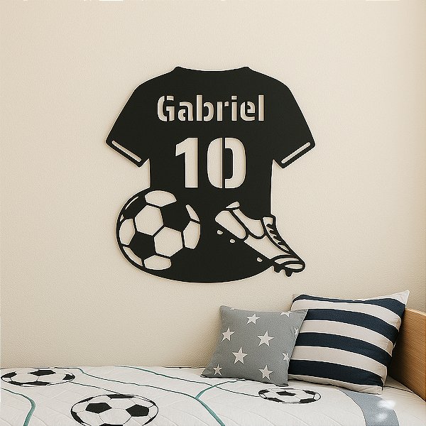 Camisa de Futebol MDF Nome e Número Personalizável - Preto