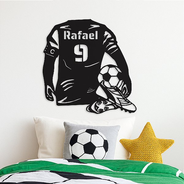 Camisa de Futebol MDF Nome e Número Personalizável - Preto