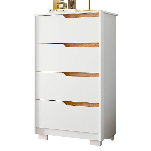 Cômoda 4 Gavetas Sole Branco / Freijo Flex - Albatroz