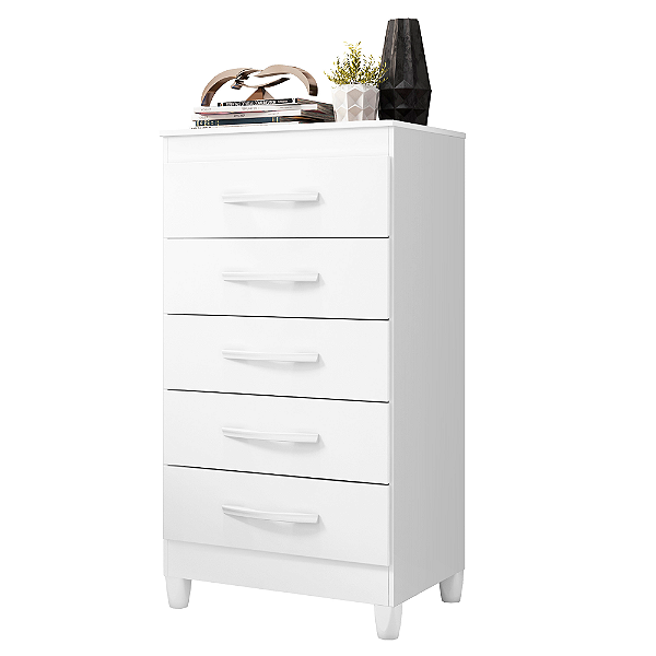 Cômoda 5 Gavetas Esmeralda Branco Quadriflex - Albatroz