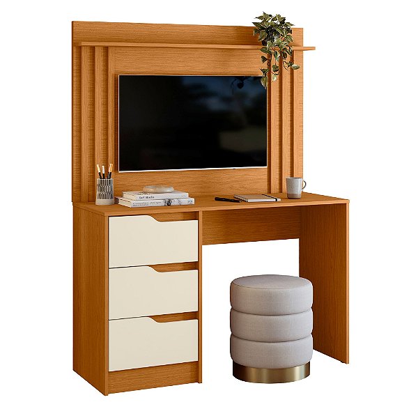 Escrivaninha Com Painel Doble Cinamomo / Off White