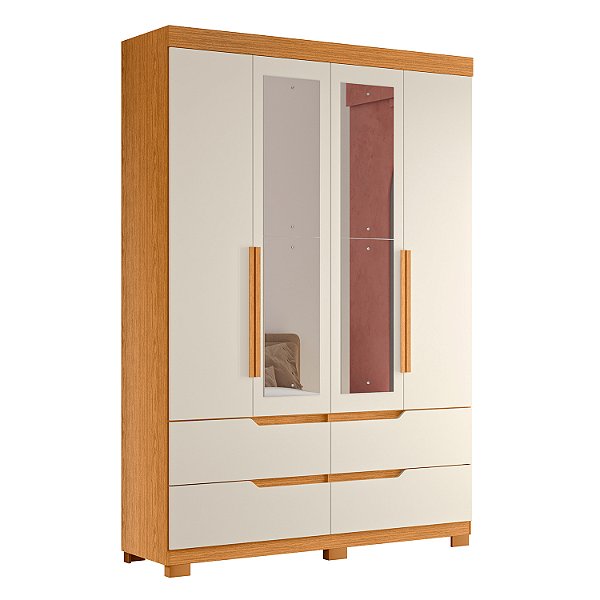 Guarda Roupa  4 Portas Doble Cinamomo / Off White - Albatroz