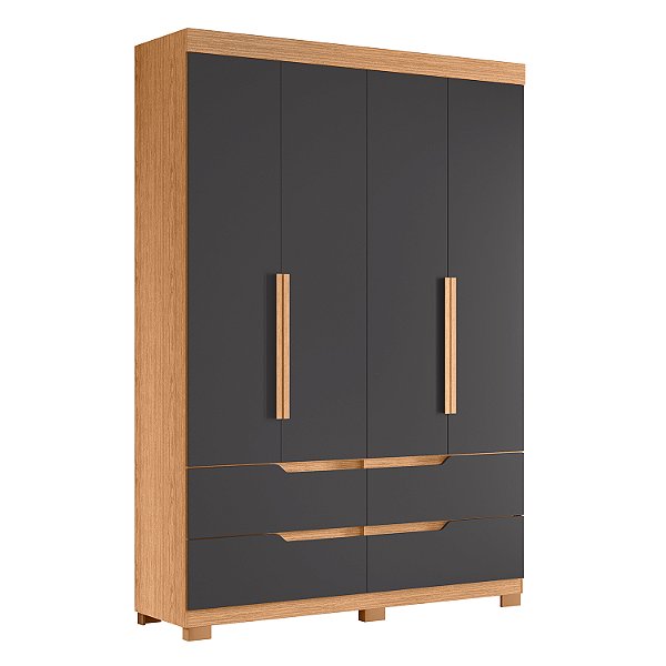Guarda Roupa  4 Portas Doble Freijo / Titanium - Albatroz
