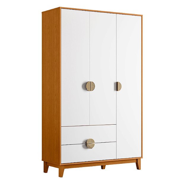 Guarda Roupa 3 Portas Ipe Cinamomo / Branco - Albatroz