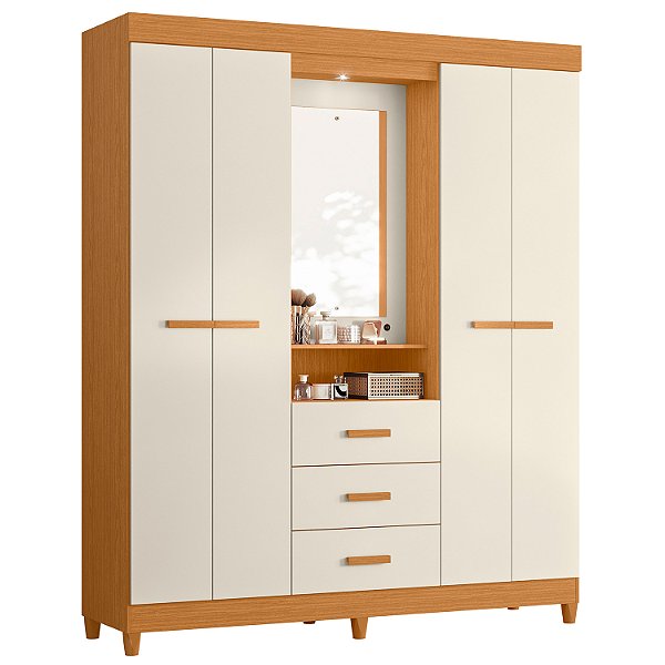Guarda Roupa 4 Portas Agata Cinamomo / Off White - Albatroz