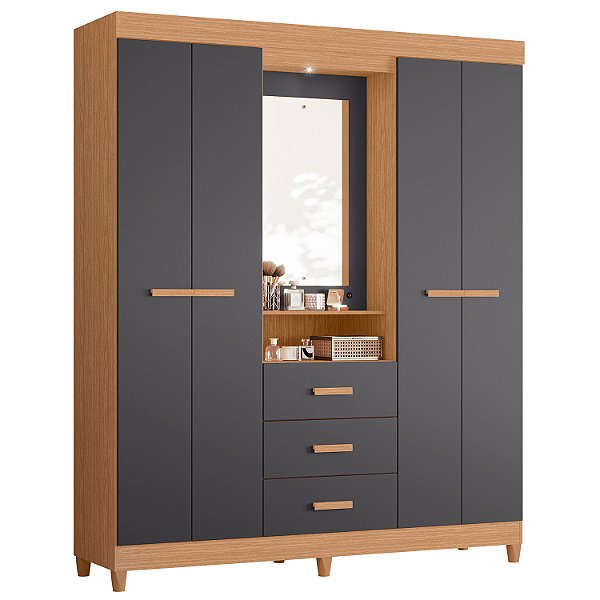 Guarda Roupa 4 Portas Agata Freijo / Titanium - Albatroz