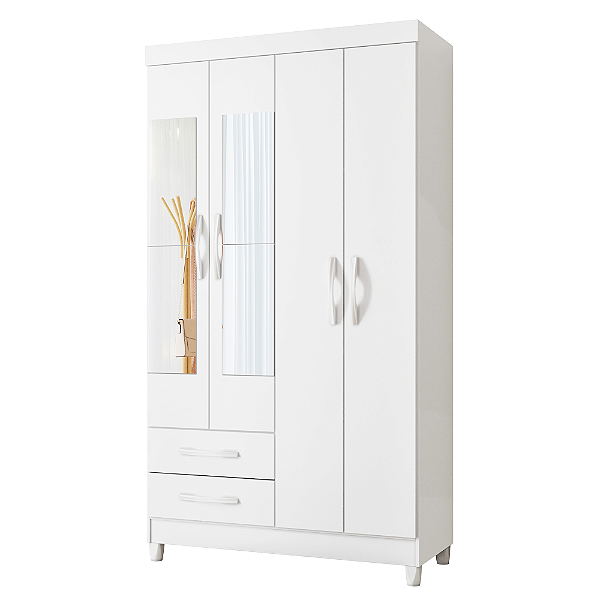 Guarda Roupa 4 Portas Ambar Branco Quadriflex - Albatroz