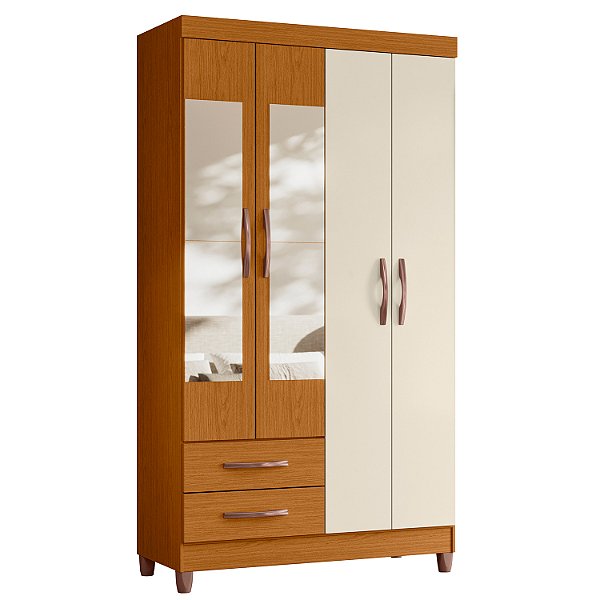 Guarda Roupa 4 Portas Ambar Cinamomo / Off White - Albatroz