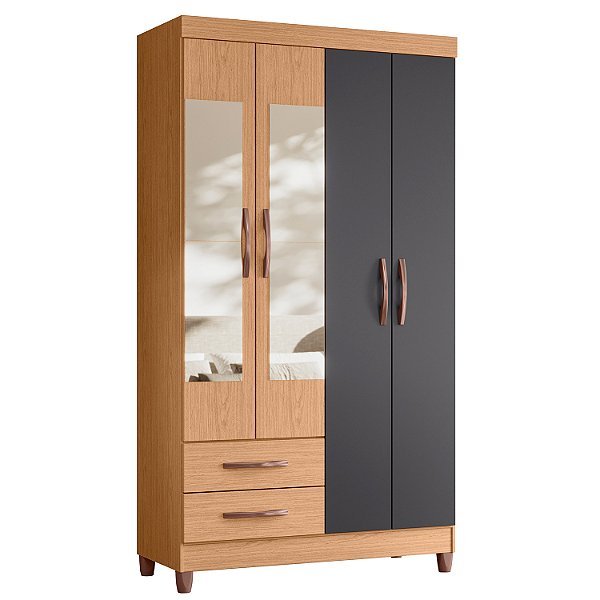 Guarda Roupa 4 Portas Ambar Freijo / Titanium - Albatroz