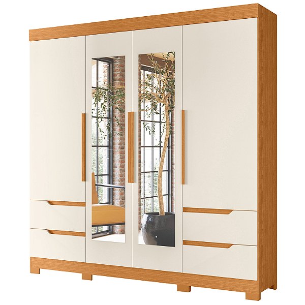 Guarda Roupa 4 Portas Vivacce Cinamomo / Off White