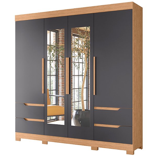 Guarda Roupa 4 Portas Vivacce Freijo / Titanium - Albatroz