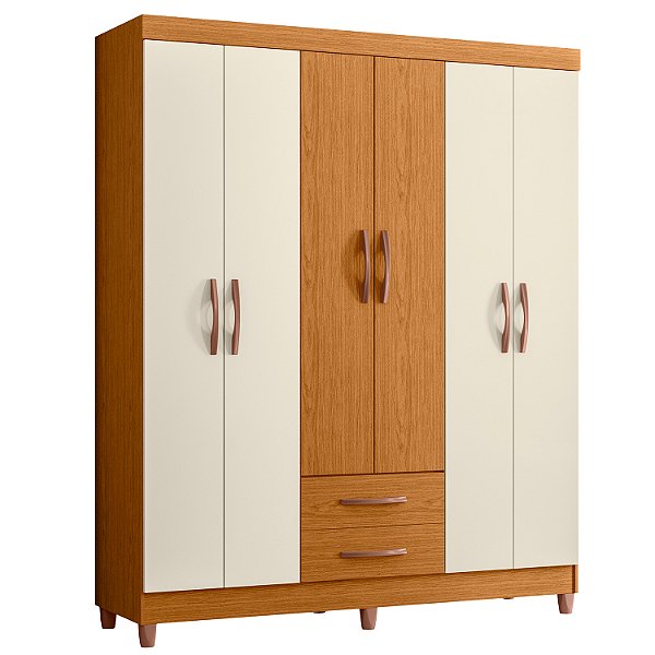 Guarda Roupa 6 Portas Ambar Cinamomo / Off White - Albatroz