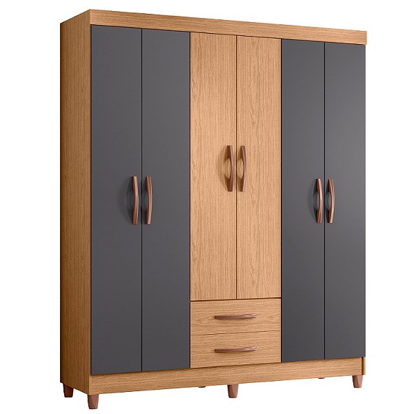 Guarda Roupa 6 Portas Ambar Freijo / Titanium - Albatroz