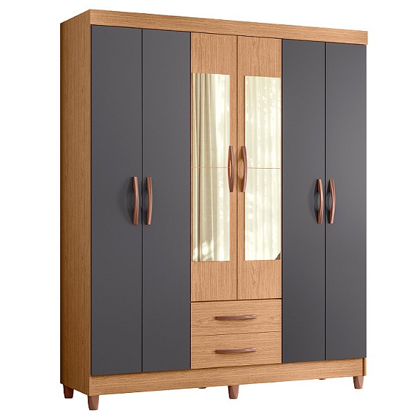 Guarda Roupa 6 Portas Ambar Freijo / Titanium - Albatroz