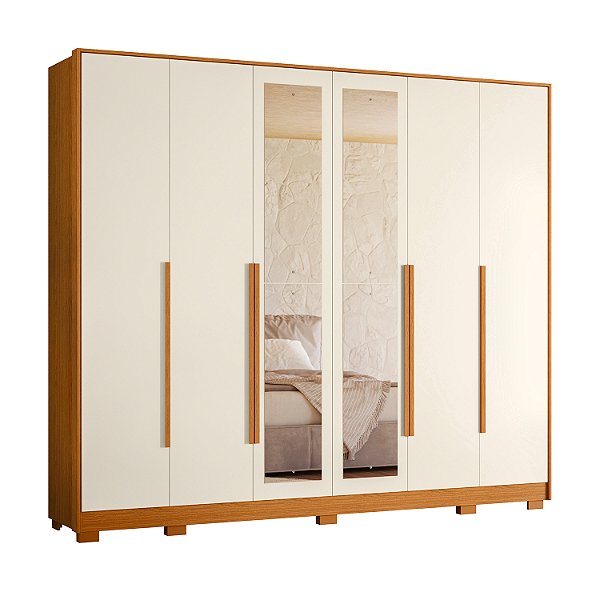Guarda Roupa 6 Portas Fascinio Cinamomo / Off White