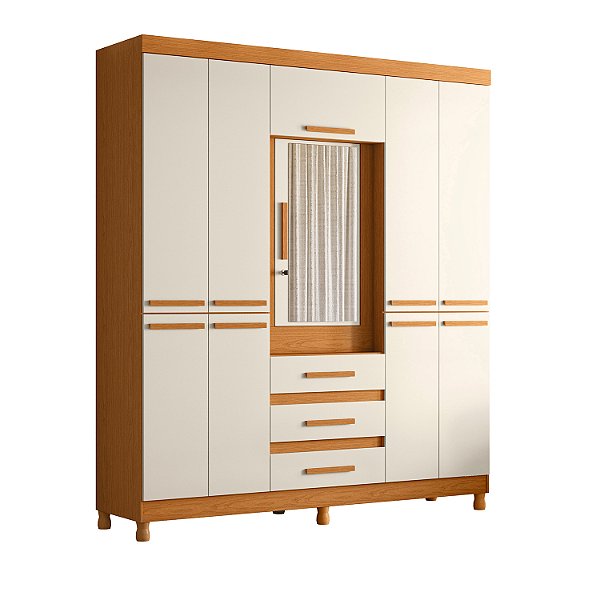 Guarda Roupa 6 Portas Fusion Casal Cinamomo / Off White