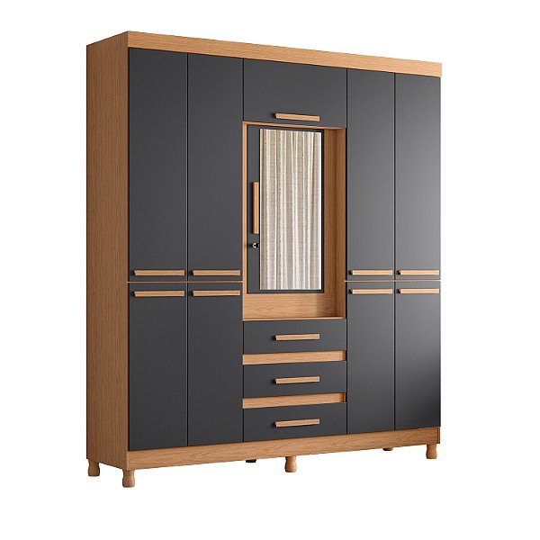Guarda Roupa 6 Portas Fusion Casal Freijo / Titanium