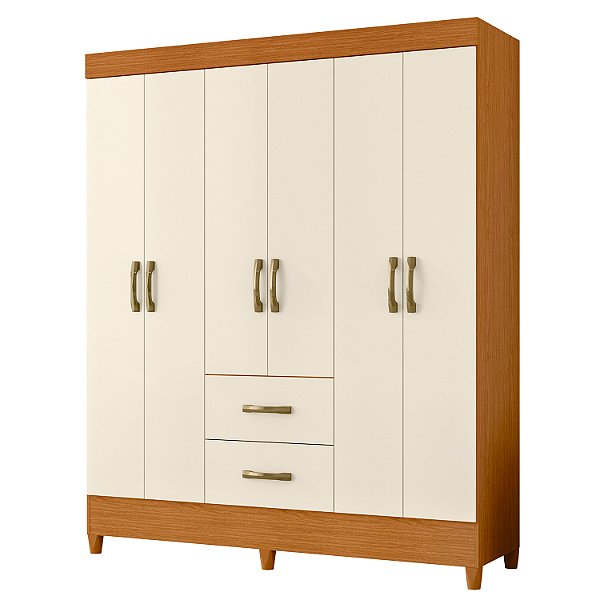 Guarda Roupa 6 Portas Mobi Cinamomo / Off White - Albatroz