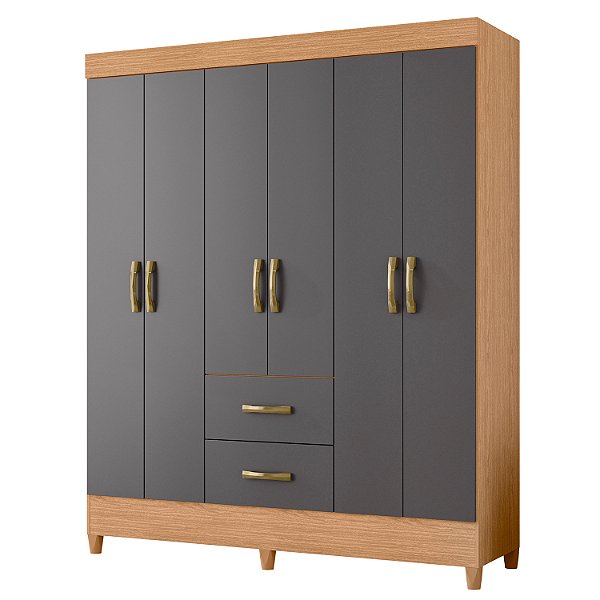 Guarda Roupa 6 Portas Mobi Freijo / Titanium - Albatroz