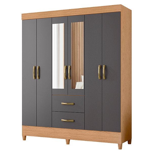 Guarda Roupa 6 Portas Mobi Freijo / Titanium - Albatroz