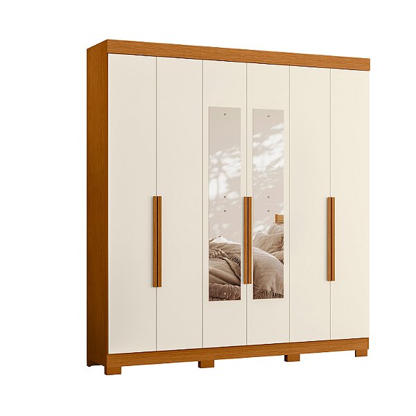 Guarda Roupa 6 Portas Vinci Cinamomo / Off White - Albatroz