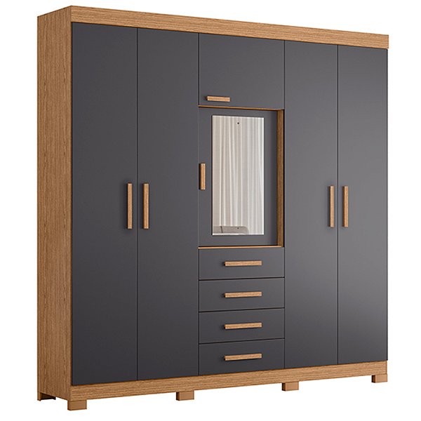 Guarda Roupa 6 Portas Virtus Freijo / Titanium - Albatroz