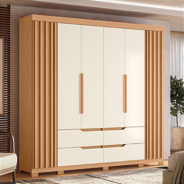 Guarda Roupa Double Casal 6 Portas Freijo / Off White
