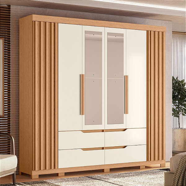 Guarda Roupa Double Casal 6 Portas Freijo / Off White