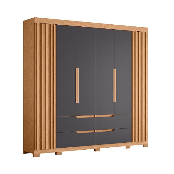 Guarda Roupa Double Casal 6 Portas Freijo / Titanium