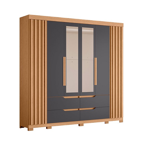 Guarda Roupa Double Casal 6 Portas Freijo / Titanium