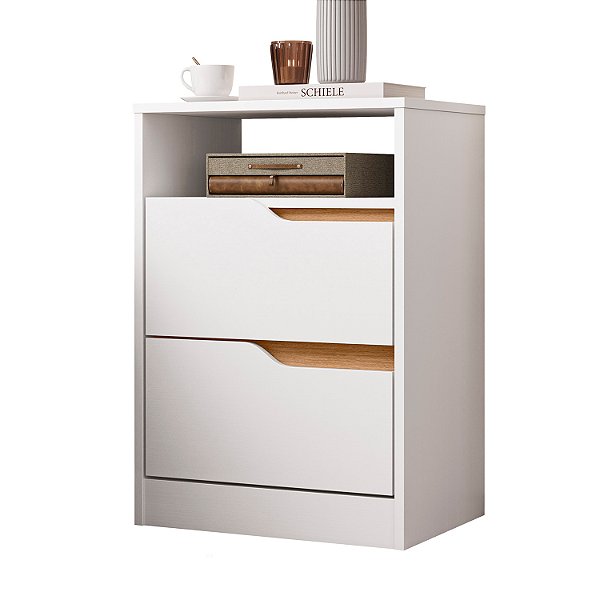 Mesa de Cabeceira Sole Branco / Freijo Flex - Albatroz