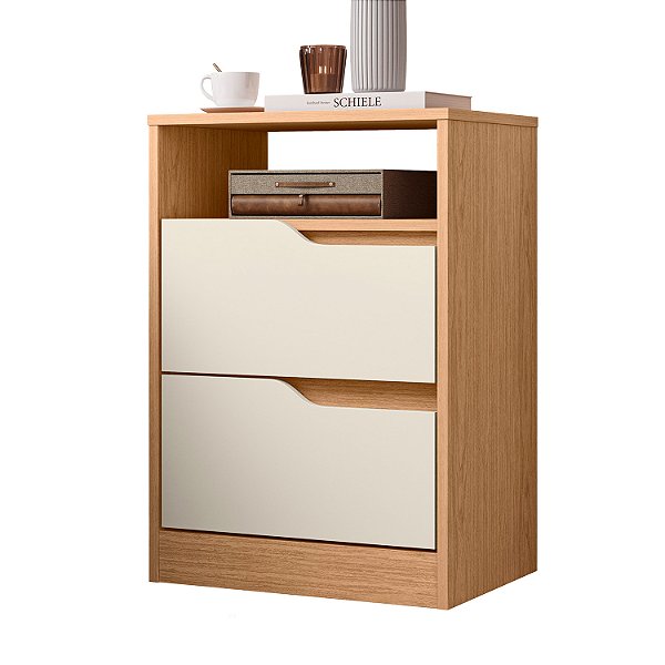 Mesa de Cabeceira Sole Freijo / Off White Flex - Albatroz