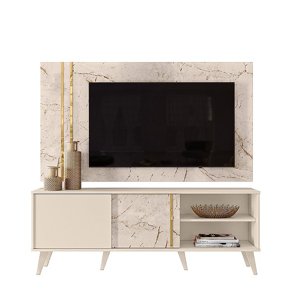 Combo Painel Bancada Cronos Calacata / Off White - Madetec