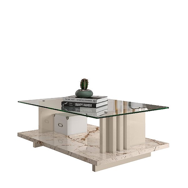Mesa de Centro Frizz Calacata / Off White - Madetec