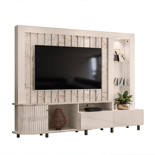 Painel Home Theater Le Mans Calacata / Off White - Madetec