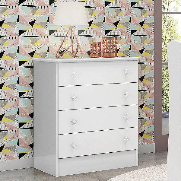 Cômoda 4 Gavetas Doce Sonho 777 Branco - Qmovi