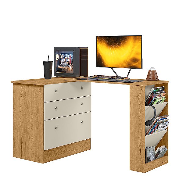 Cômoda Com Mesa Giratoria Gamer 4840 Freijo / Off White