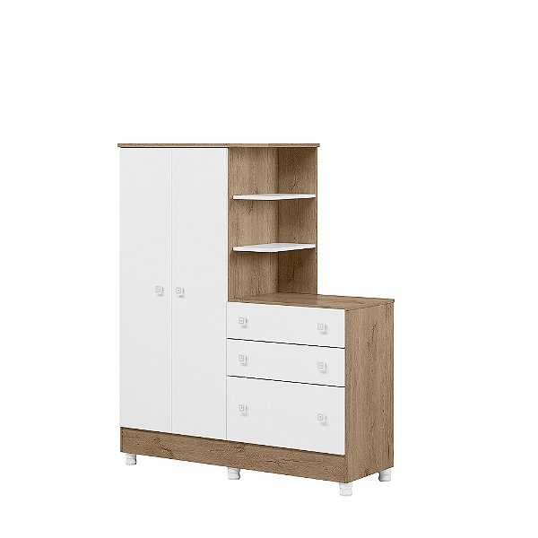 Guarda Roupa Com Comoda Doce Sonho 4070 Carvalho / Branco