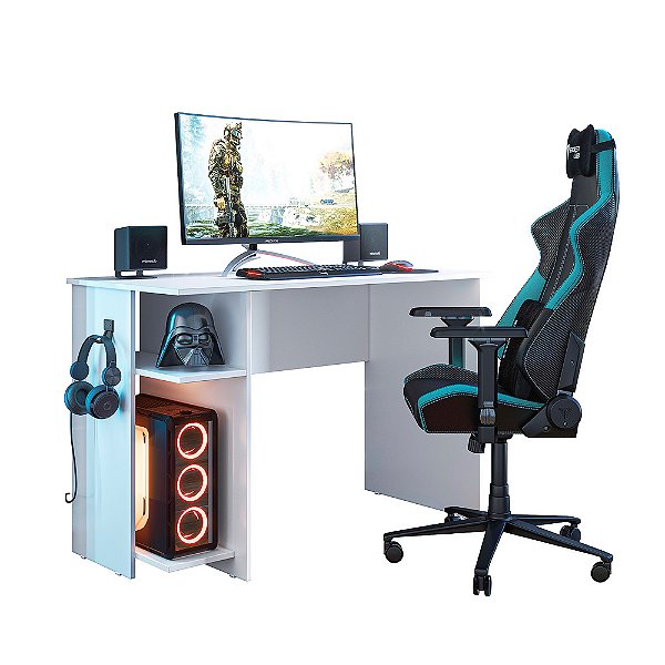 Mesa de Escritório Gamer 3875 Branco - Qmovi
