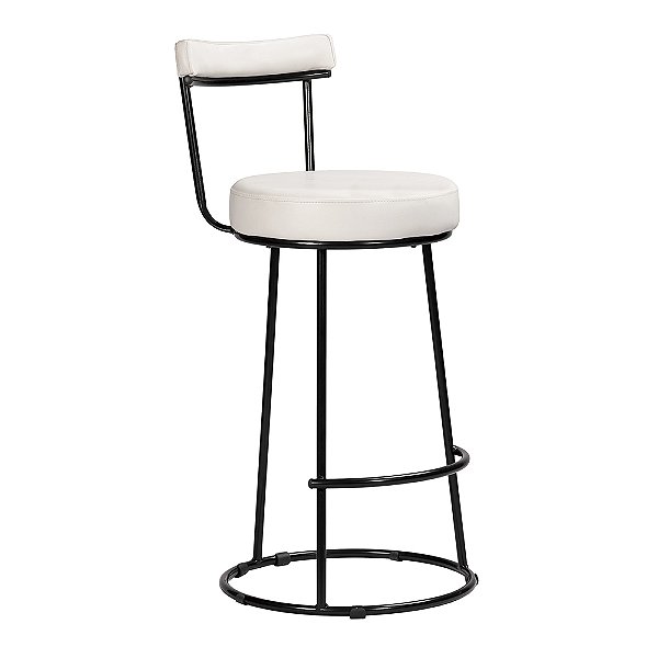 Banqueta Miami Base Metal Courissimo Branco Salaone