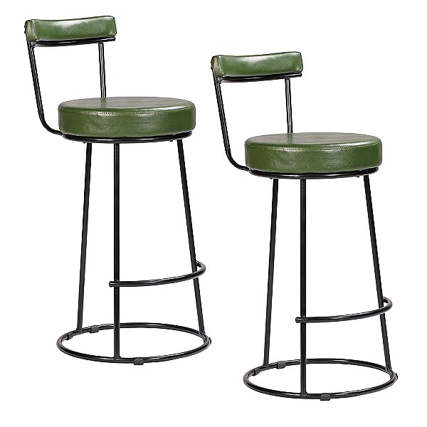 Kit 2 Banqueta Miami Base Metal Courissimo Verde Salaone