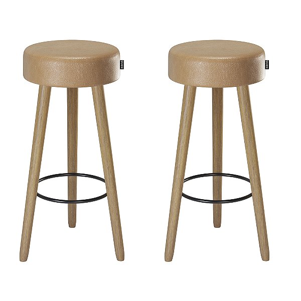 Kit 2 Banquetas Londres Pés Palito Courissimo Amarula