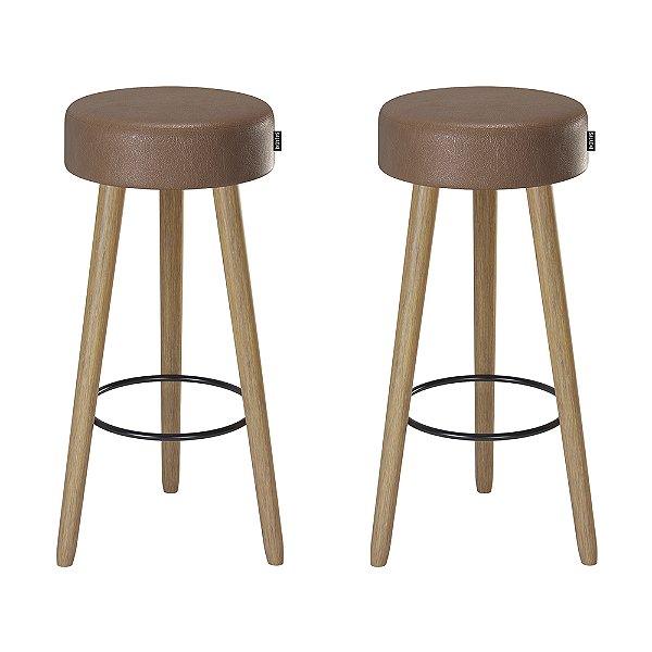Kit 2 Banquetas Londres Pés Palito Courissimo Café Salaone